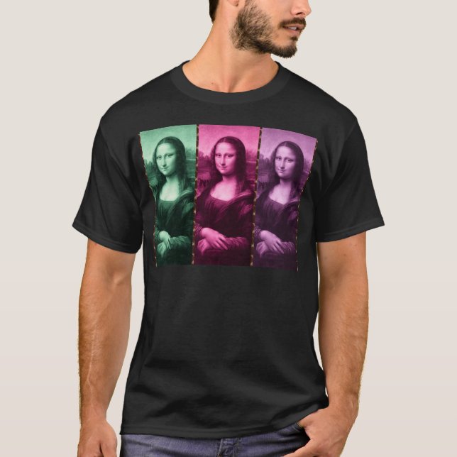 Camiseta Animal Mona Lisa Imprimir púrpura rosa verde (Anverso)