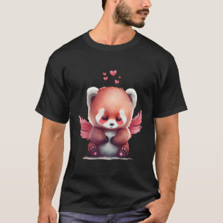 Camiseta Animal Panda Rojo Con Alas