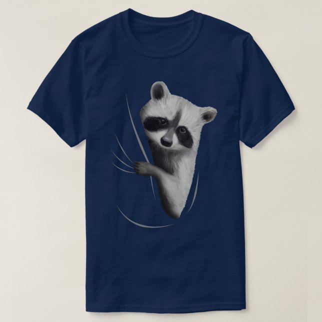 Camiseta Animal Racoon viniendo desde adentro (Diseño del anverso)