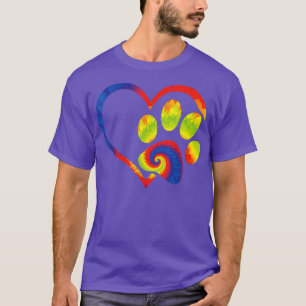 Camiseta Animal Rescue Dog Paw Print Tie Dye Rainbow Dog L