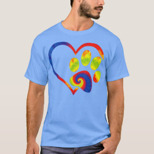 Camiseta Animal Rescue Shirt Dog Paw Print Tie Dye Rainbow