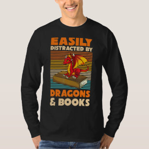 Camiseta Animal Retro Fácilmente Distraído Por Dragones Y L