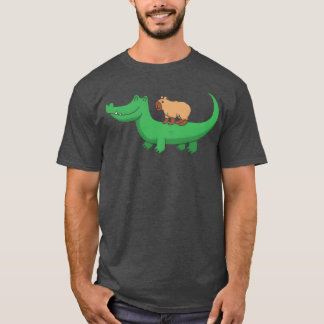 Camiseta Animal Salvaje Lindo Carpincho Montando Cocodrilo