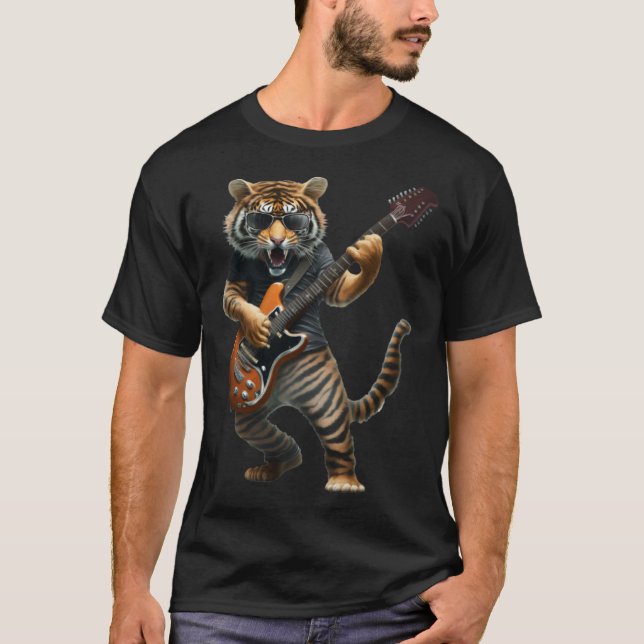 Camiseta Animal Tiger  Guitar  Tiger Playing Electric Guita (Anverso)