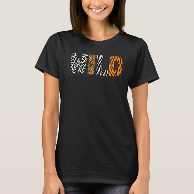 Camiseta Animal Wild Animal Pattern Cow Leopard Zebra Tiger (Anverso)