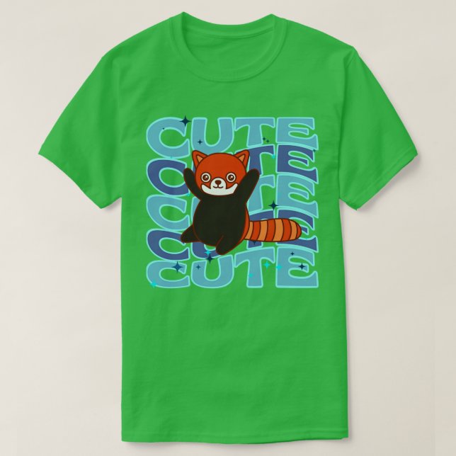 Camiseta Animales adorables Color azul del Panda Rojo (Diseño del anverso)