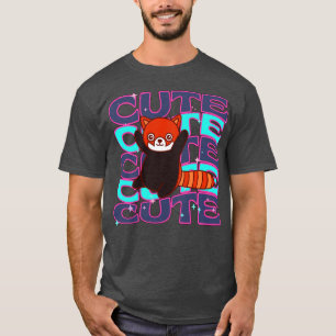 Camiseta Animales adorables cortan el rojo panda gris y el