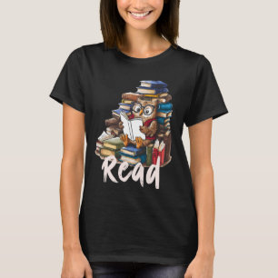 Camiseta Animales adoran a lechuza leyendo bibliotecario de