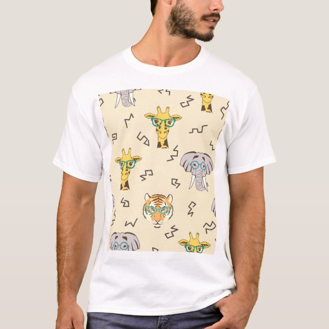 Camiseta Animales africanos: Patrón sin foco (Anverso)