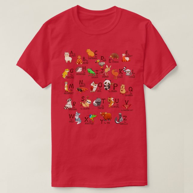 Camiseta Animales alfabetos (Diseño del anverso)