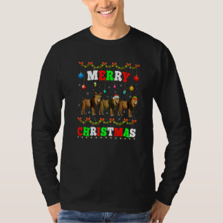 Camiseta Animales alumbran Feliz Navidad Santa León