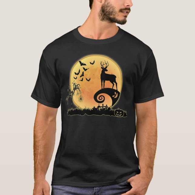 Camiseta Animales Asustadizos De Ciervos Y Luna Disfraz Div (Anverso)