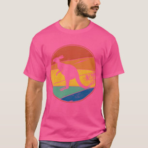 Camiseta animales canguro puesta de sol retro 70s 