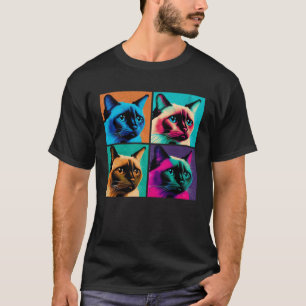 Camiseta Animales coloridos del gato siamés Ilustracion pop