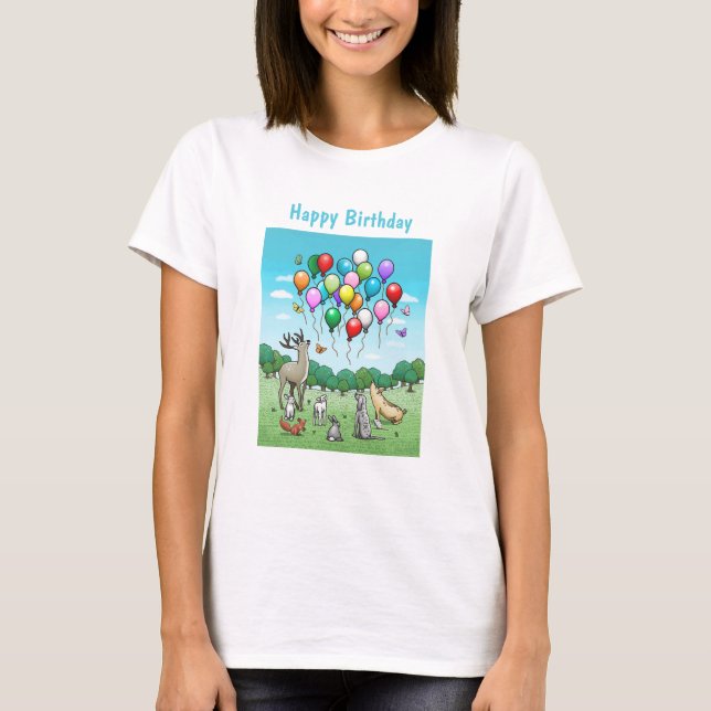 Camiseta Animales con globos de cumpleaños (Anverso)