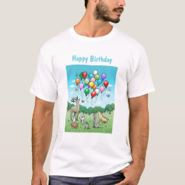 Camiseta Animales con globos de cumpleaños