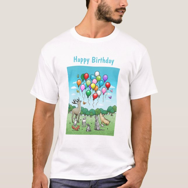 Camiseta Animales con globos de cumpleaños (Anverso)