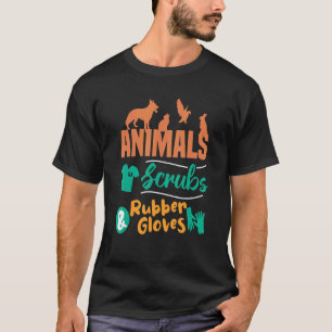 Camiseta Animales cruzan guantes de goma Veterinaria