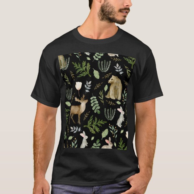 Camiseta Animales Curados: Mano de acuarela dibujada. (Anverso)