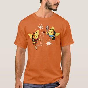 Camiseta Animales de abeja jugando bádminton Diseño diverti