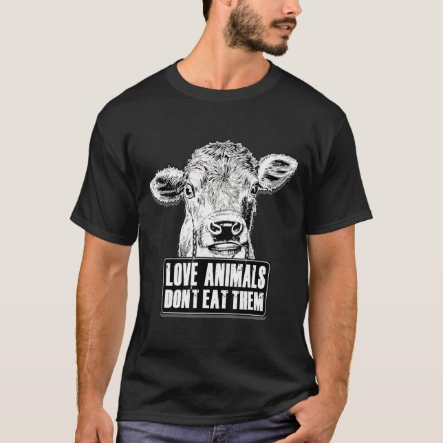 Camiseta Animales de amor de vacas Vegetarianas Vegetarias  (Anverso)