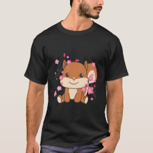 Camiseta Animales De ardilla Para Flores De Cerezo Kawaii