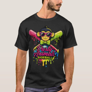 Camiseta Animales de Fiesta Béisbol Divertido