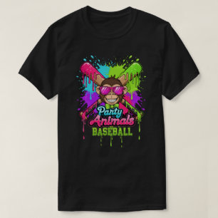 Camiseta Animales de fiesta Béisbol Mono divertido Amante d