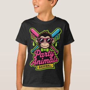 Camiseta Animales de fiesta béisbol mono divertido baba vib