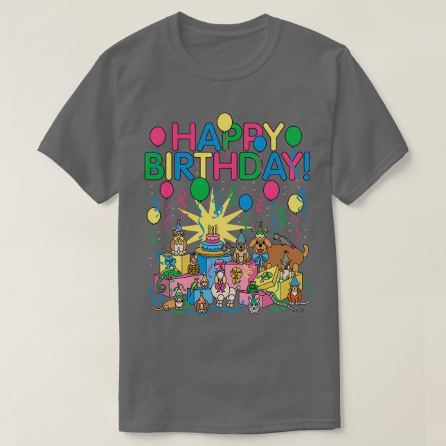Camiseta Animales de fiesta de cumpleaños (Diseño del anverso)