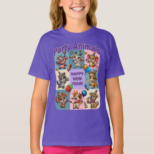 Camiseta Animales de fiesta "Feliz Año Nuevo"