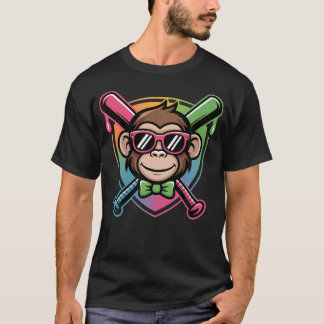 Camiseta Animales de fiesta lindos béisbol mono divertido