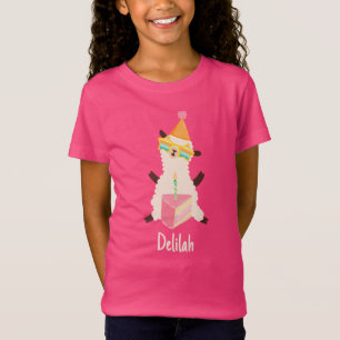 Camiseta Animales de Fiesta Llama Cumpleaños Chicas Rosa
