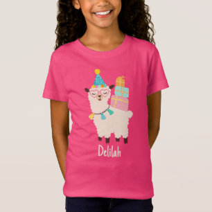 Camiseta Animales de Fiesta Llama Cumpleaños Chicas Rosa