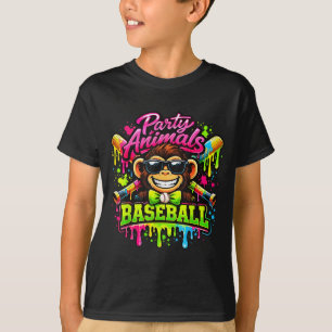 Camiseta Animales de fiesta meme béisbol mono divertido 