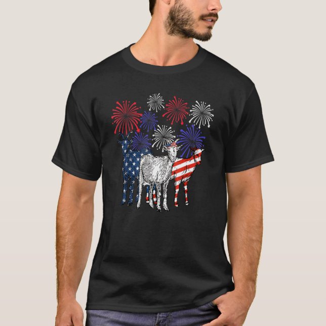 Camiseta Animales De Fuegos Artificiales De Cabra Felices 4 (Anverso)