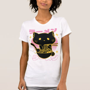 Camiseta Animales de gato comiendo comida de ramón