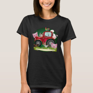 Camiseta animales de granja con tractor rojo