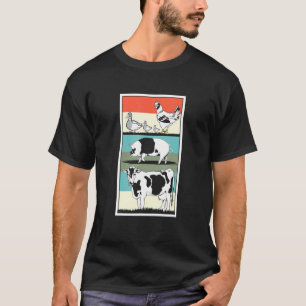 Camiseta Animales de granja patos gallina cerdo y vaca