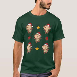 Camiseta Animales de invierno de Navidad monos monos retro