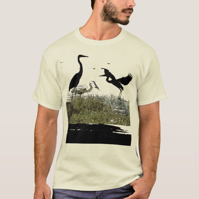Camiseta Animales de la fauna del pájaro de la garza de (Anverso)
