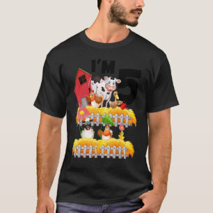 Camiseta Animales de la granja temática 5 cumpleaños, tengo