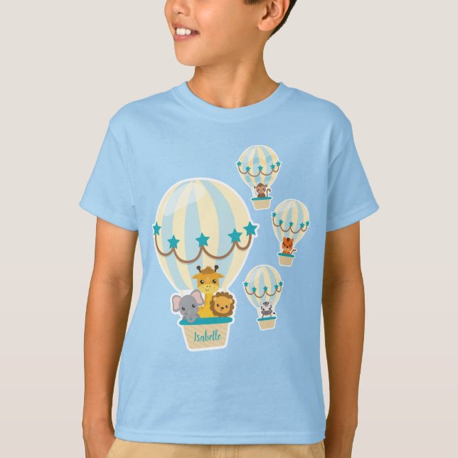 Camiseta Animales de la jungla que vuelan en globos de aire (Anverso)