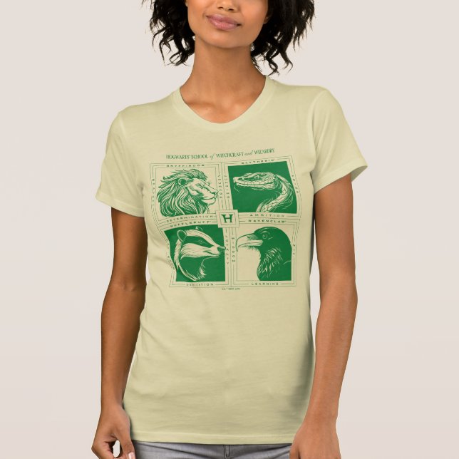 Camiseta Animales de las Casas de HOGWARTS™ Grid (Anverso)