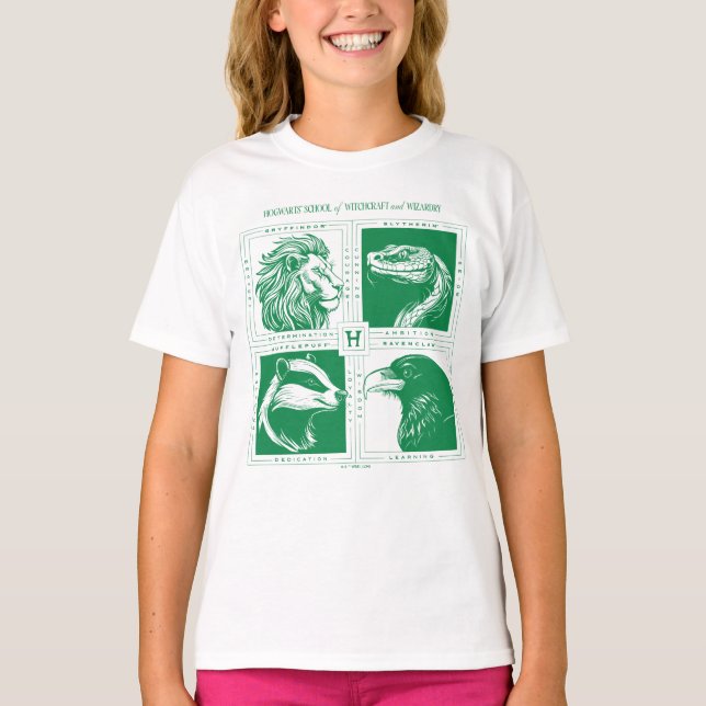 Camiseta Animales de las Casas de HOGWARTS™ Grid (Anverso)