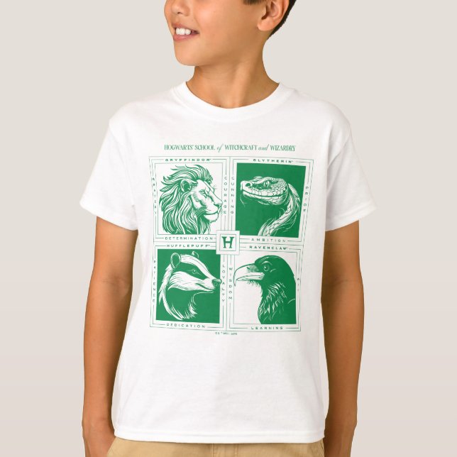 Camiseta Animales de las Casas de HOGWARTS™ Grid (Anverso)