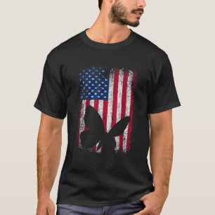 Camiseta Animales De Mariposa De Bandera Estadounidense Vin