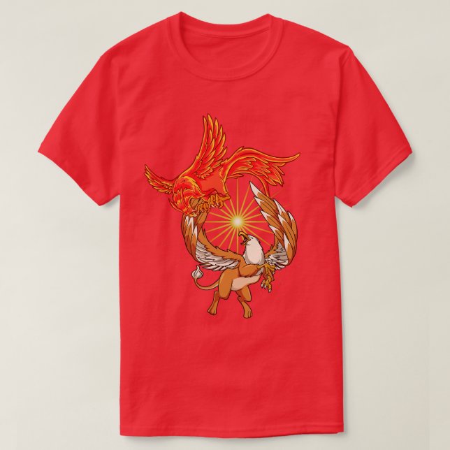 Camiseta Animales de mitología fénix frente a grifo (Diseño del anverso)
