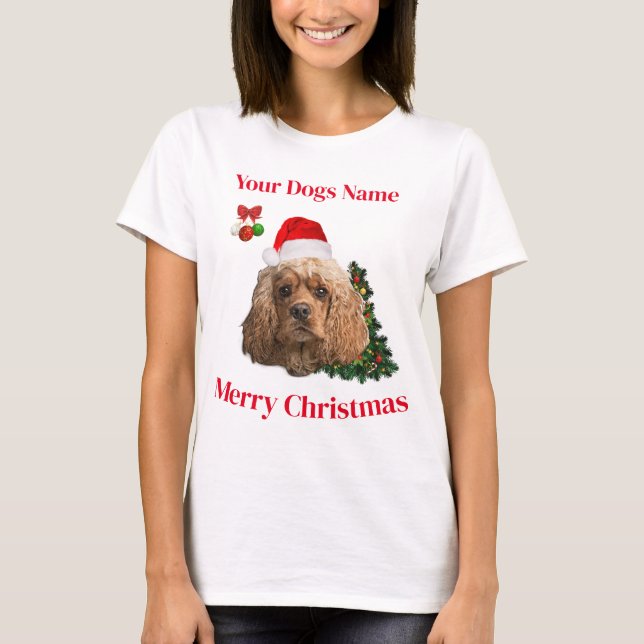 Camiseta animales de Navidad cocker spaniel (Anverso)