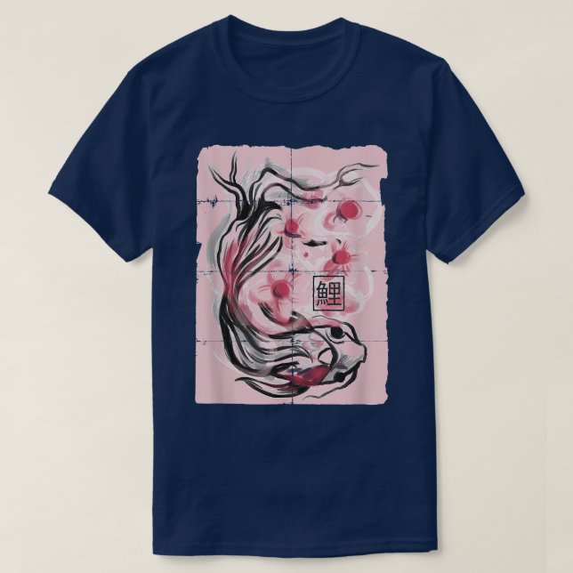 Camiseta Animales de pescado Koi Flores de Sakura (Diseño del anverso)